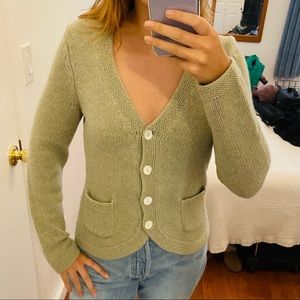 Vintage 100% Cashmere Green Cardigan